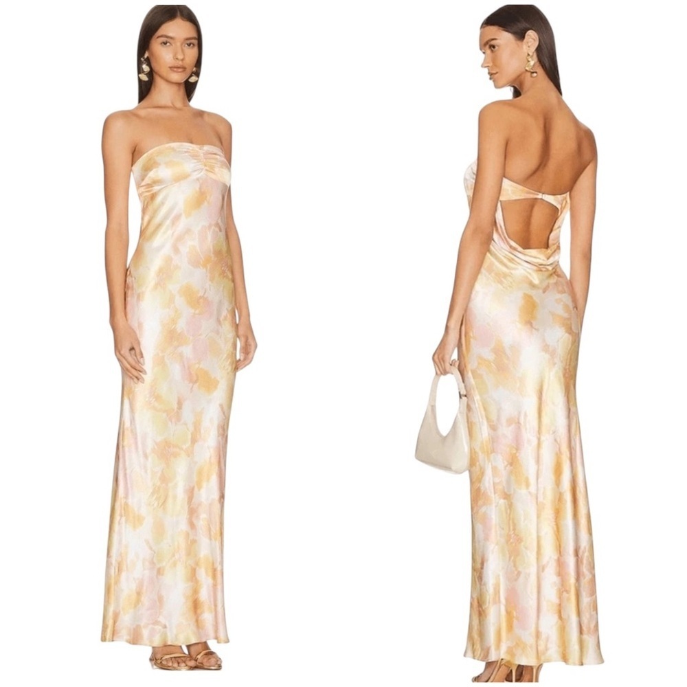 Bec + Bridge Floral Indi Satin Strapless Maxi Dress Strapless Size 2 NWT